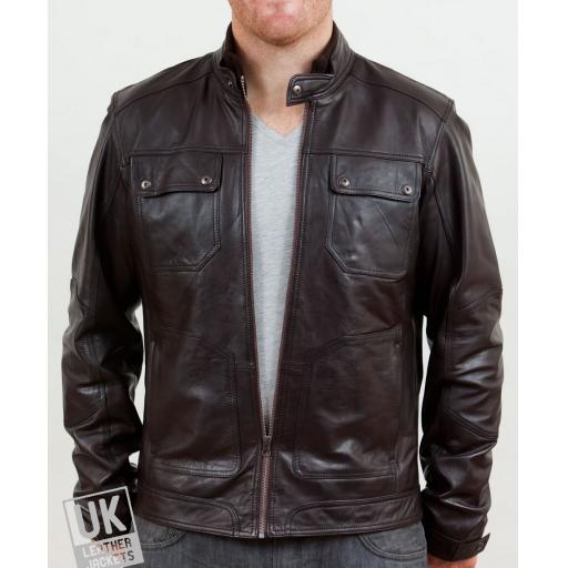 Men's Brown Leather Jacket - Cobalt