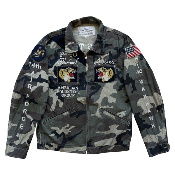 Avirex US 'Flying Tigers' Camo Military Jacket  || Pure Leather Jacket