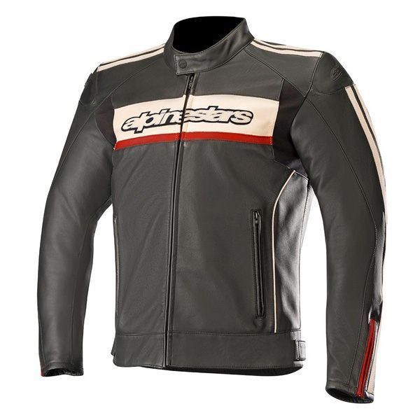 Alpinestars Dyno V2 Leather Jacket - Black/Stone/Red