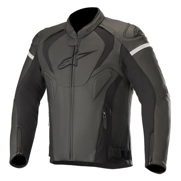 Alpinestars Jaws V3 Mens Leather Jacket - Black /Black Logo