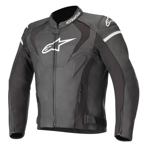 Alpinestars Jaws V3 Mens Leather Jacket - Black /White Logo