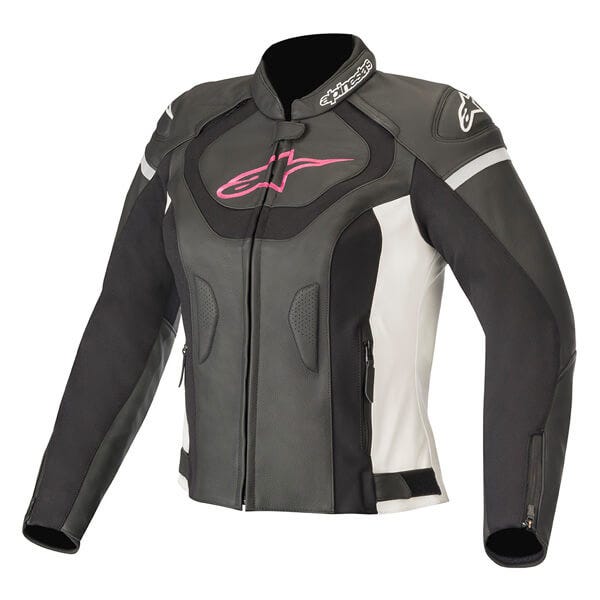 Alpinestars Jaws V3 Ladies Leather Jacket - Black/White/Fuchsia