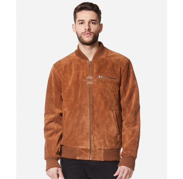 70'S Men's Suede Bomber Jacket Varsity Flying Jacket