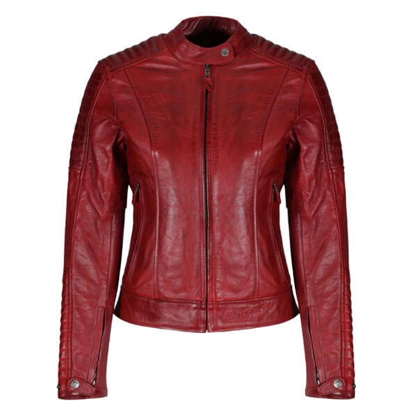 MotoGirl Valerie CE Leather Ladies Jacket - Red Wax