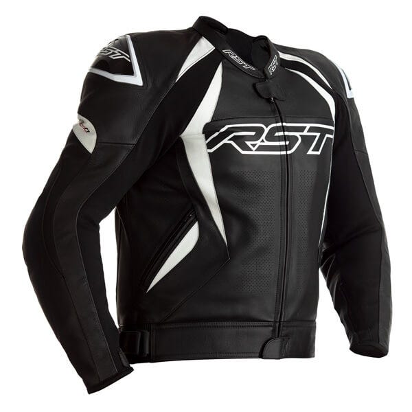 RST Tractech Evo 4 CE Leather Mens Jacket - Black/White