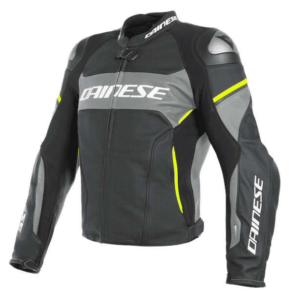 Dainese D-Air Racing 3 Perf. Jacket - Matt Black-Charcoal Grey-Fluo Yellow