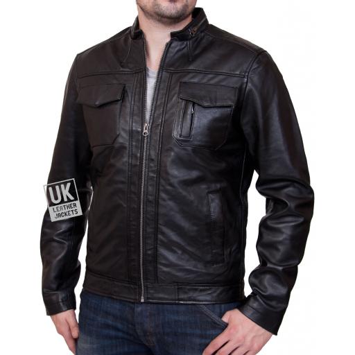 Men's Black Leather Jacket - Beck