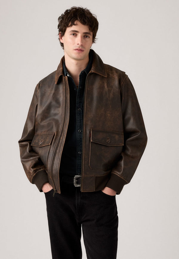 Levi’s Clayton Leather Aviator Jacket | Handmade Premium Goat-Skin Leather | Classic Work-to-Street Outerwear