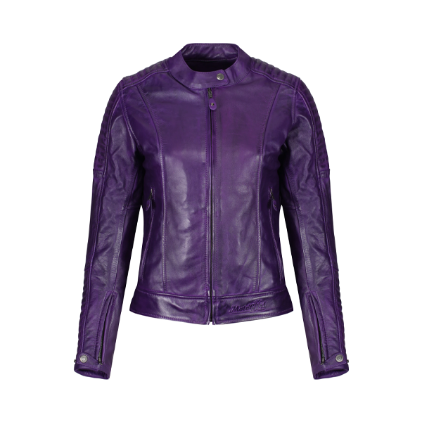 MotoGirl Valerie CE Leather Ladies Jacket - Purple | PURE LEATHER JACKET