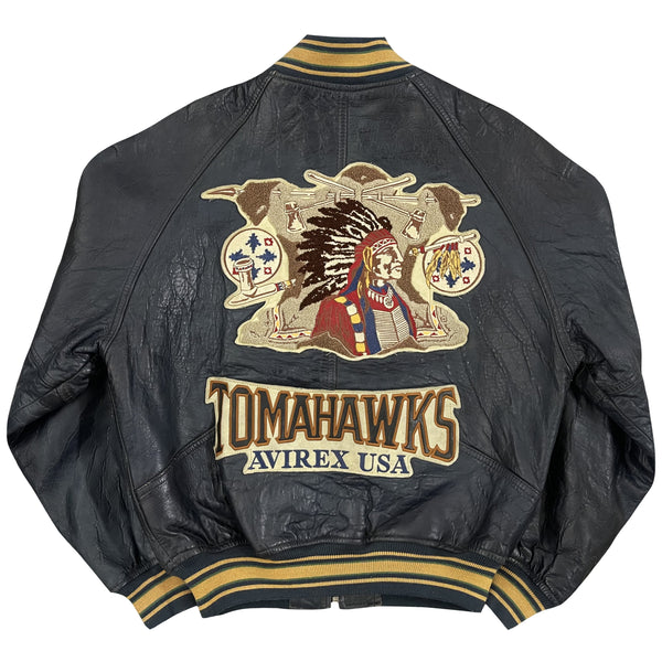 Avirex Tomahawks Leather Varsity Jacket - S