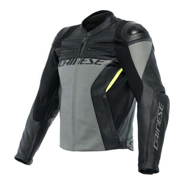 Dainese Racing 4 Leather Jacket - Black/Charcoal Grey