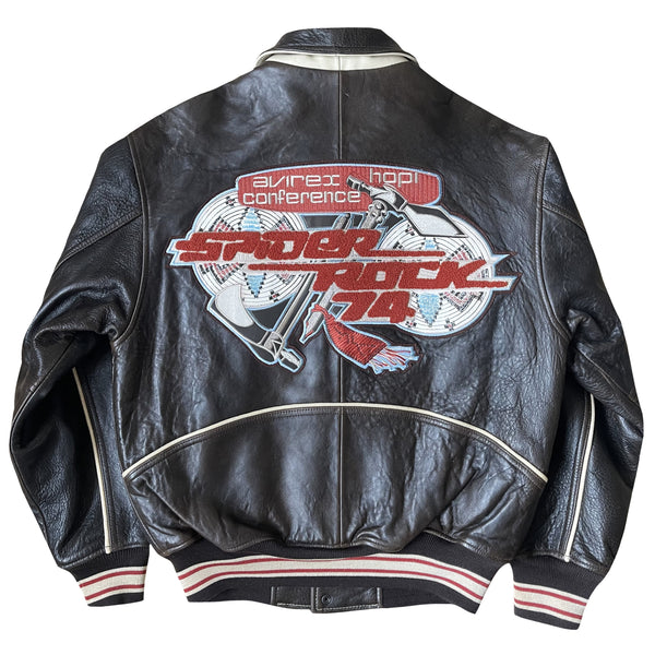 Avirex 'Spider Rock' Leather Varsity Jacket - S