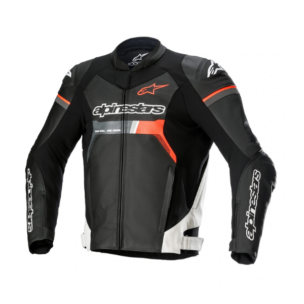 Alpinestars GP Force Leather Jacket - Black/White/Red Fluo