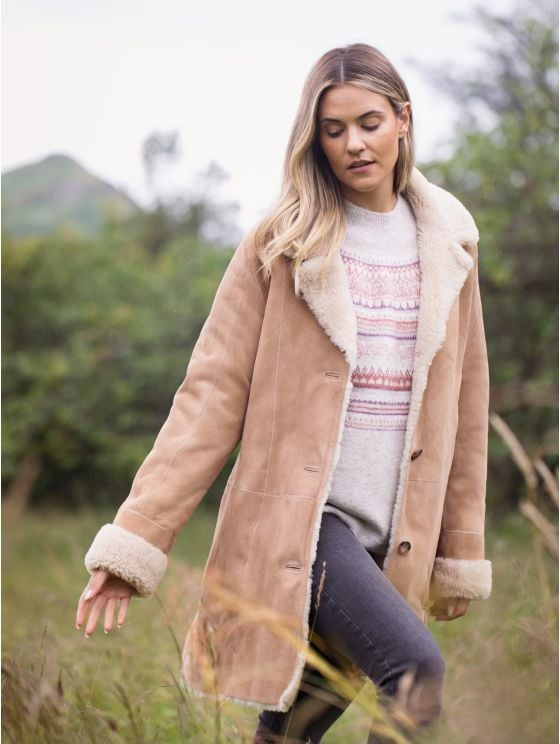 Dove Shearling Longline Coat