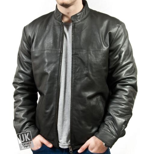 Mens Black Leather Jacket - Classic Retro