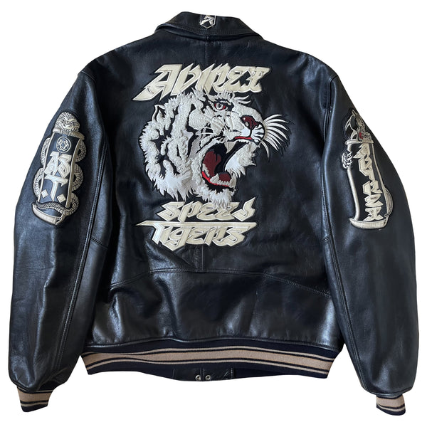 Avirex 'Speed Tigers' Leather Varsity Jacket