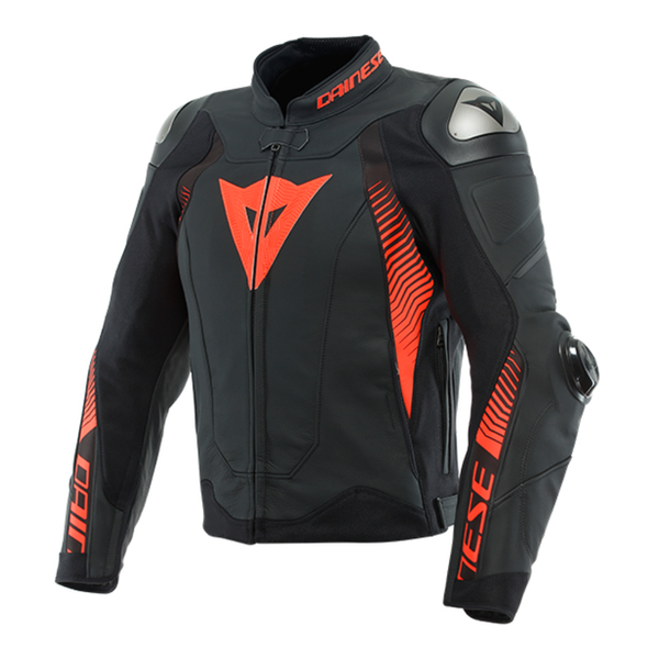 Dainese Super Speed 4 Leather Jacket - Black/Fluo Red