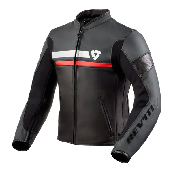 REV'IT! Mile Leather Jacket - Black/Red