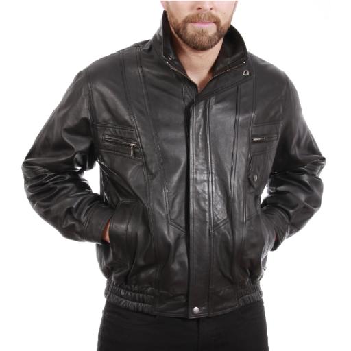 Men's Black Leather Jacket - DeNiro