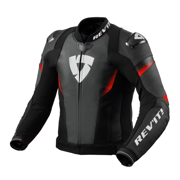 REV'IT! Control Leather Jacket - Black/Neon Red