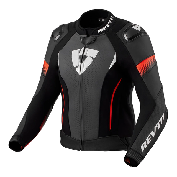 REV'IT! Xena 4 Pro Ladies Leather Jacket - Black/Neon Red