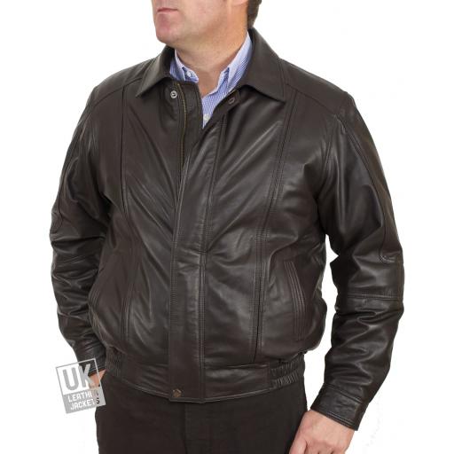 Men's Brown Leather Jacket - Hudson