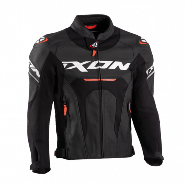 Ixon Jackal Leather Jacket - Black/White/Red