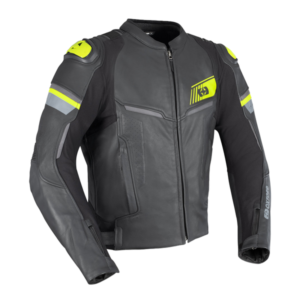 Oxford Cypher 1.0 Leather Jacket - Black/Fluo Yellow