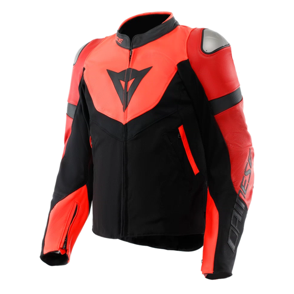 Dainese Iperattiva Leather/Textile Jacket - Fluo Red/Black