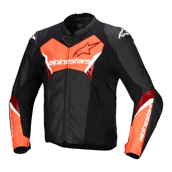 Alpinestars Faster V3 Leather Jacket - Black/Fluo Red