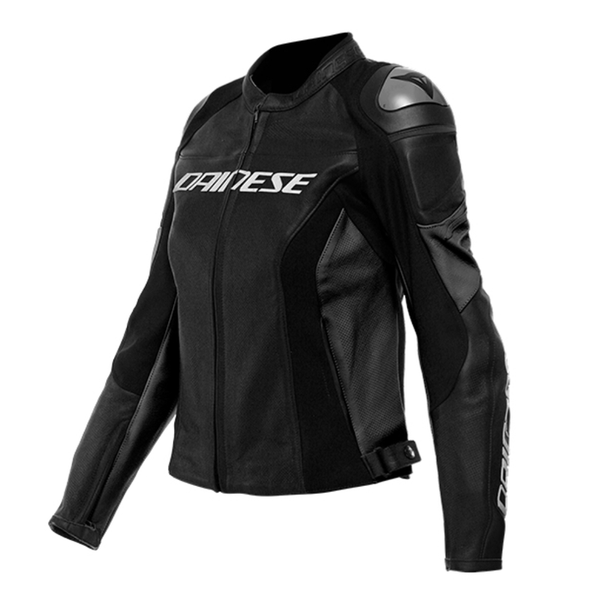 Dainese Racing 4 Ladies Perforated Leather Jacket - Black/Black