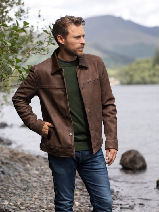 Crummock Collared Leather Jacket