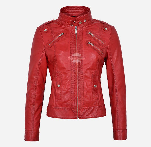 ELOISE Women Biker Leather Jacket Fitted Fashion Leather Jacket