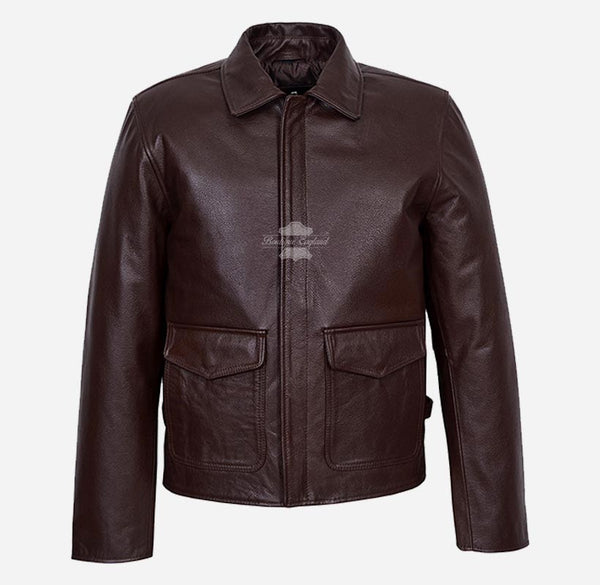 Indiana Jones Men's Cowhide Leather Jacket Brown