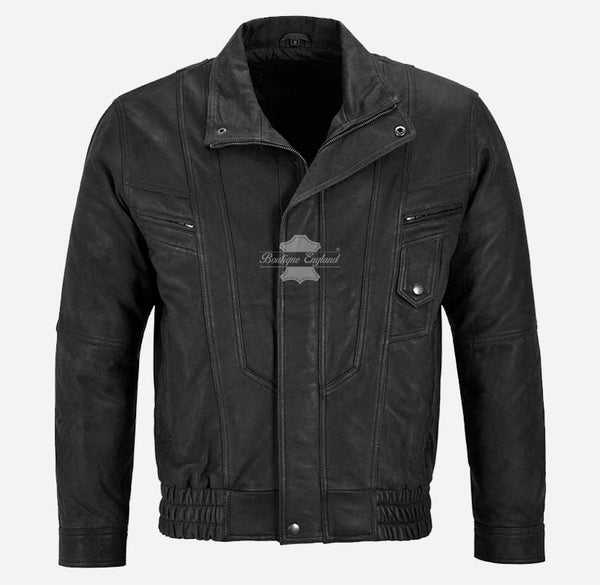 WINSDOR Regular Fit Leather Bomber Jacket For Mens