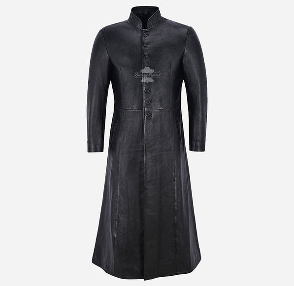 MATRIX RELOADED Film Inspired Men's Long Leather Coat