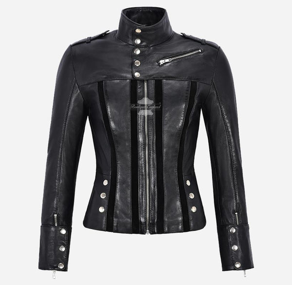 GLENVILLE Ladies Leather Jacket Casual Biker Style Jacket