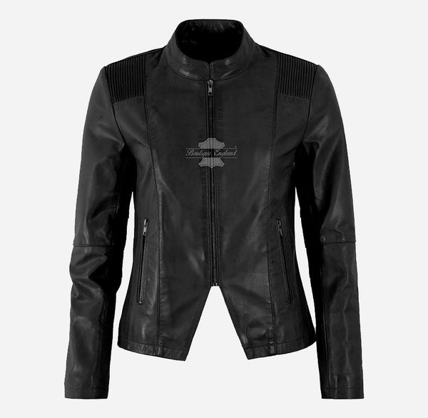 ARKA Women's Fitted Leather Casual Jacket
