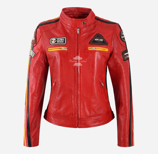 SIZMA Ladies BIKER Leather JACKET Fitted Fashion Leather Jacket For Women