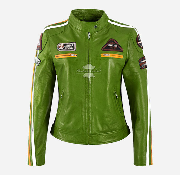 SIZMA Women Leather Biker Jacket Racer Fashion Jacket