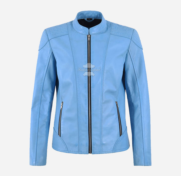 SARNIA Women's Racer Fitted Leather Jacket