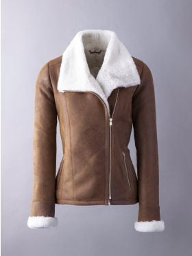 Allerdale Sheepskin Aviator Jacket in Caramel