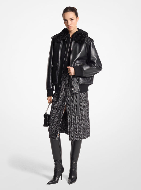 Plongé Leather and Shearling Bomber Jacket - Michael Kors