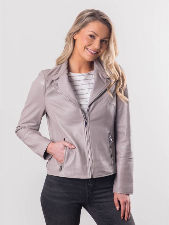 Nateby Centre Zip Leather Biker Jacket