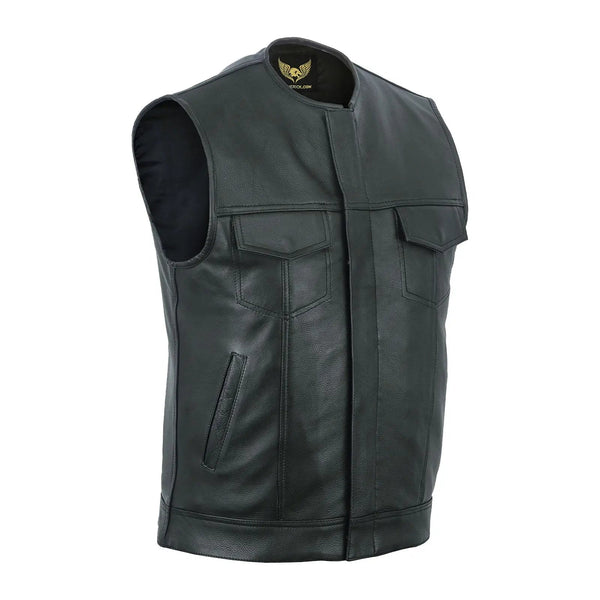 Leatherick Anarchy Club Premium Black Collarless Vest