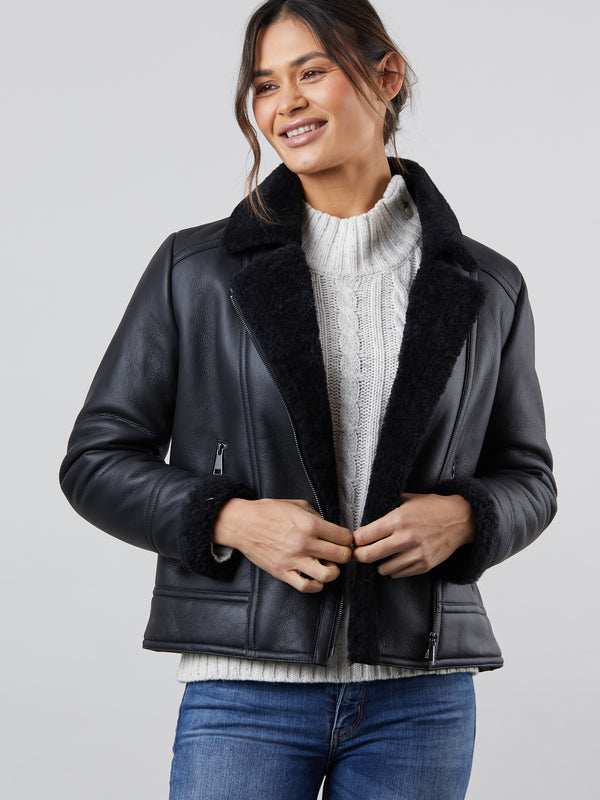 Linthwaite Sheepskin Aviator Jacket || Pure Leather Jacket