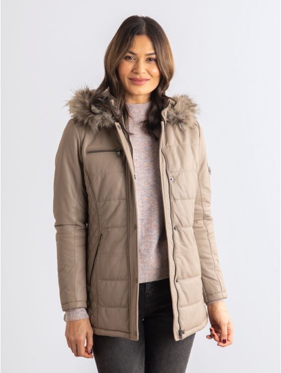 Fairfield Hooded Padded Leather Coat