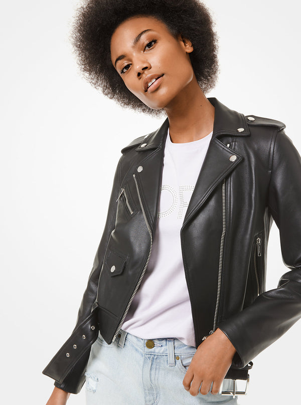 Leather Moto Jacket - Michael Kors