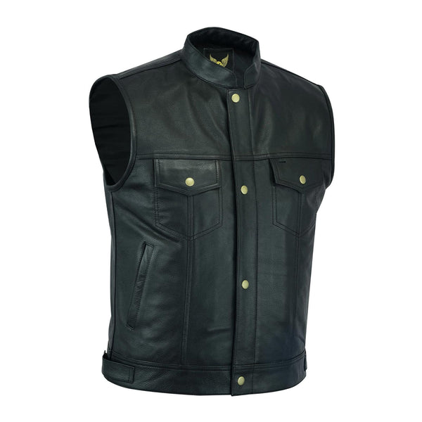 Leatherick Anarchy Club Open Button Leather Vest