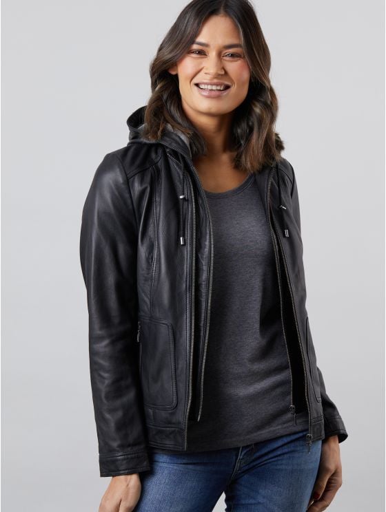 Abbeytown Hooded Leather Jacket